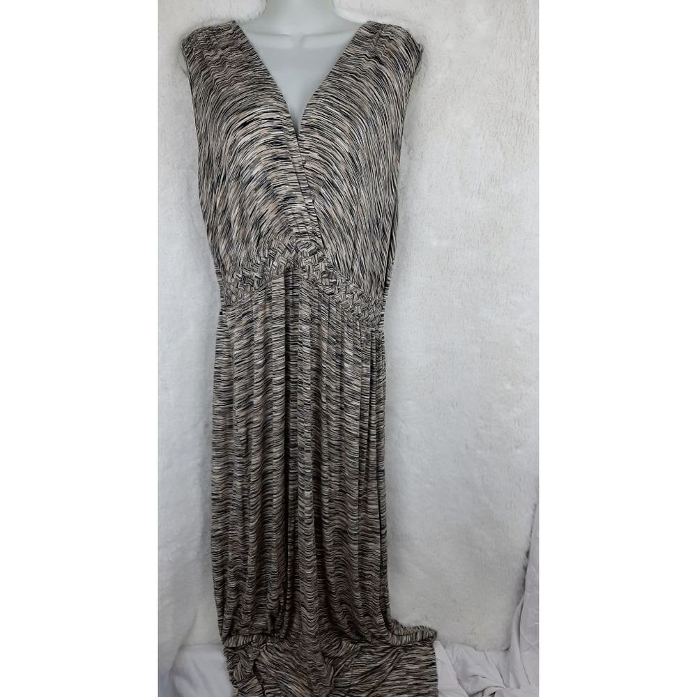 Spense soft knit sleeveless XXL black tan maxi dress